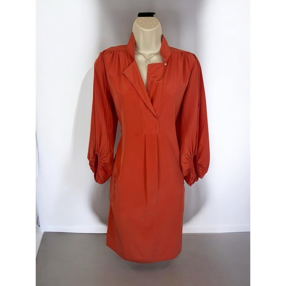 Diane Von Furstenberg Silk Dress Size 6 Tunic Mini Puff Sleeves Orange - Picture 1 of 8